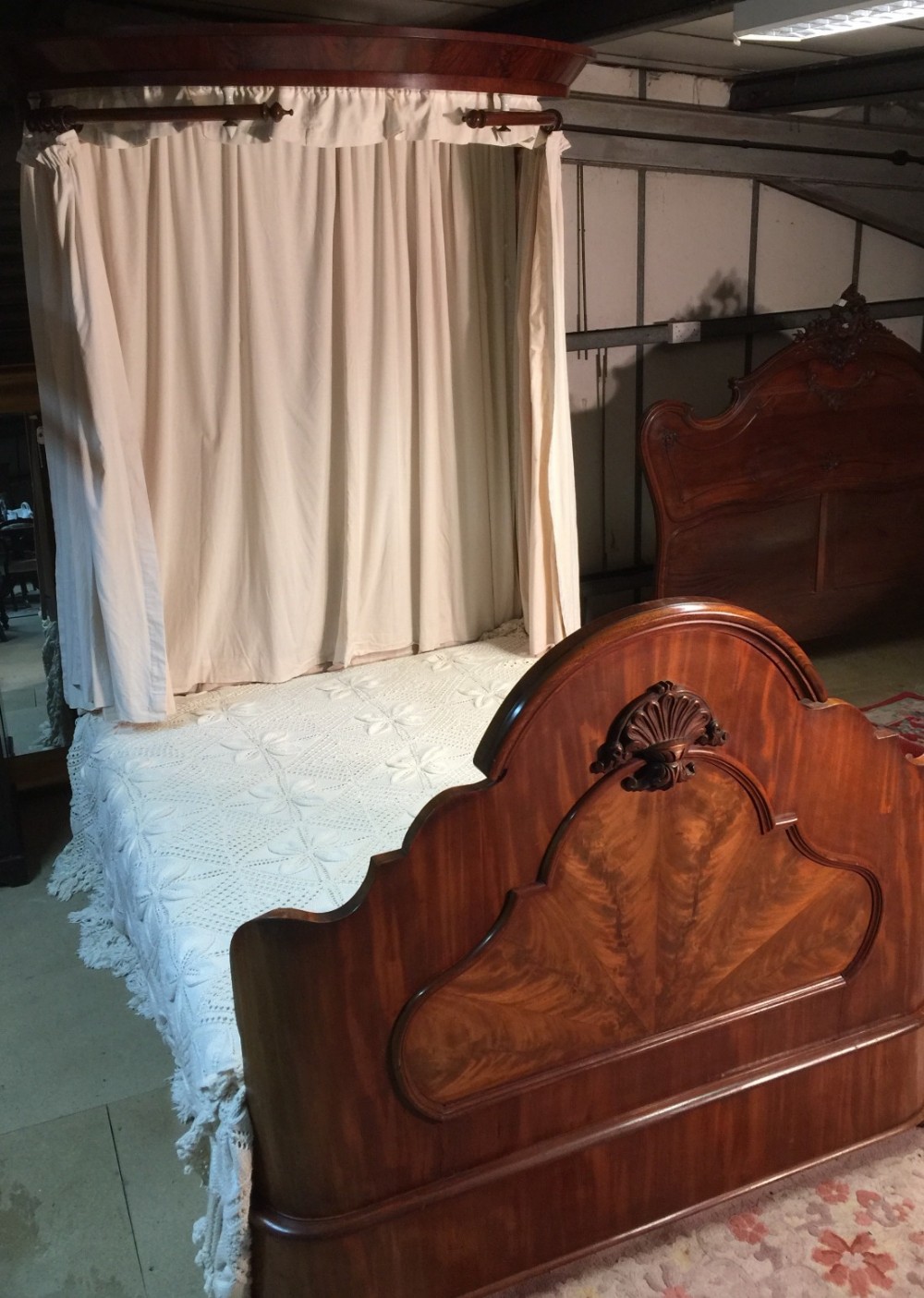 Victorian mahogany king size half tester bed 