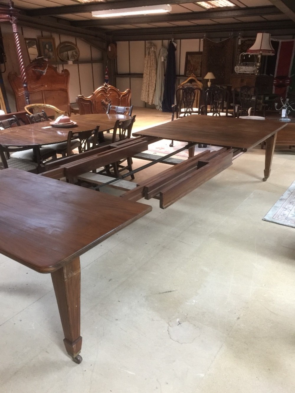 14 Seater 13 foot wind out dining table for restoration 