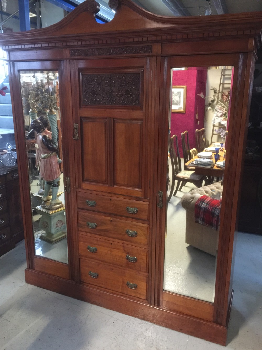 Edwardian walnut compactum wardrobe circa 1900