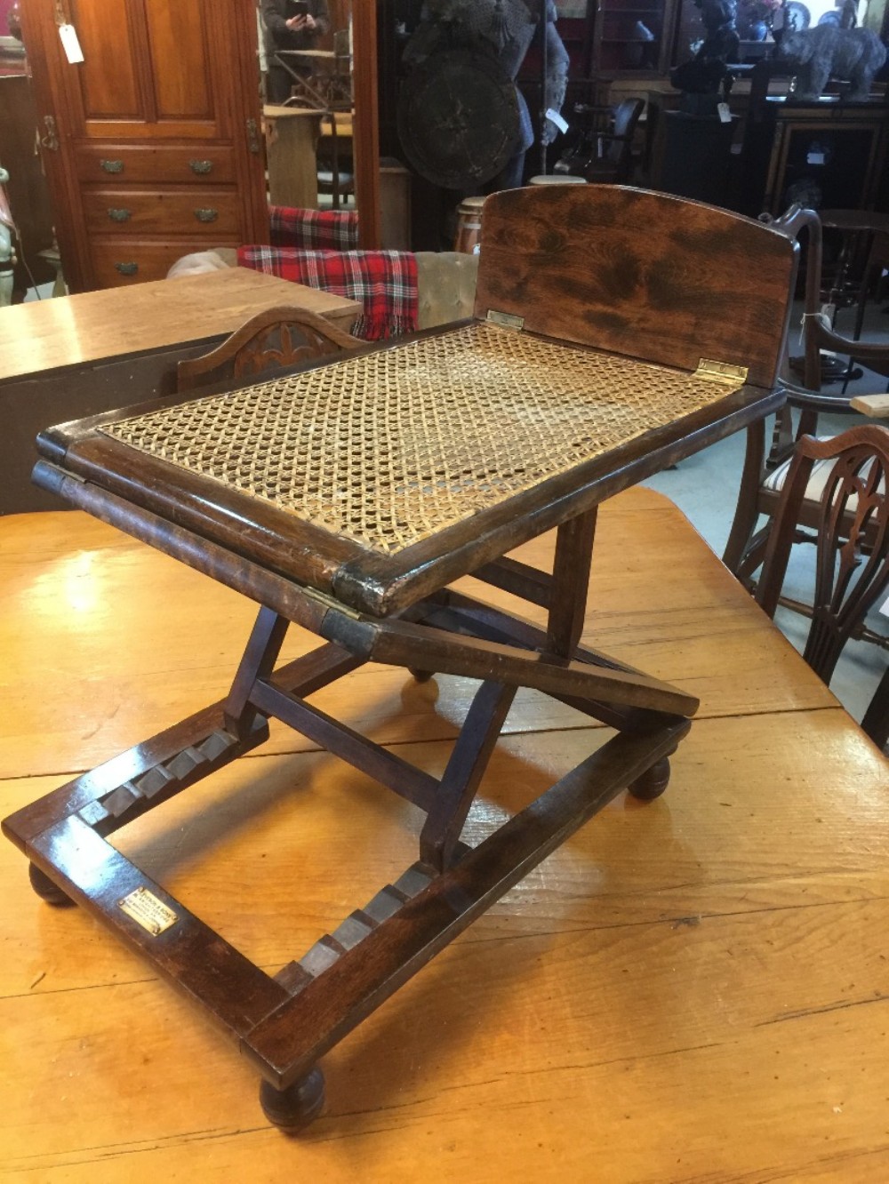 Edwardian adjustable foot stool by Leveson of Knightsbridge 