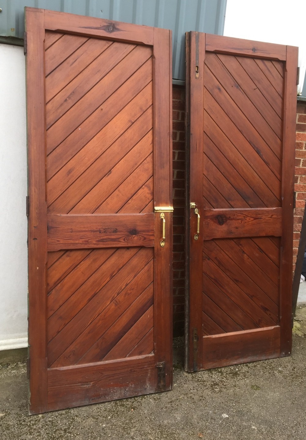 Pair Of nineteenth century church doors with original brass ware 