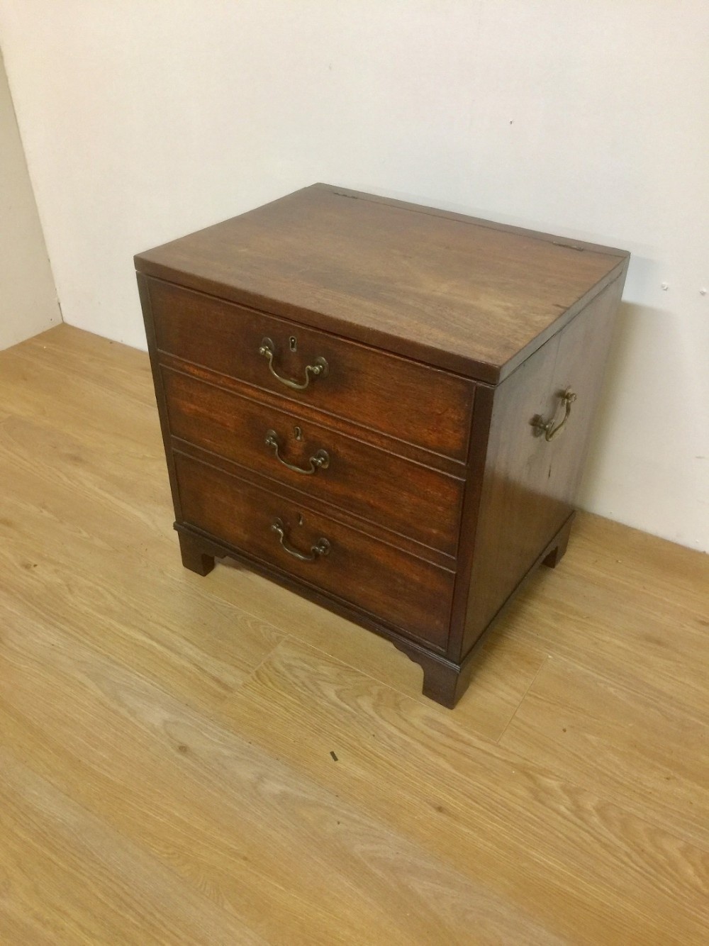 George III Mahogany decorative box with faux drawers 