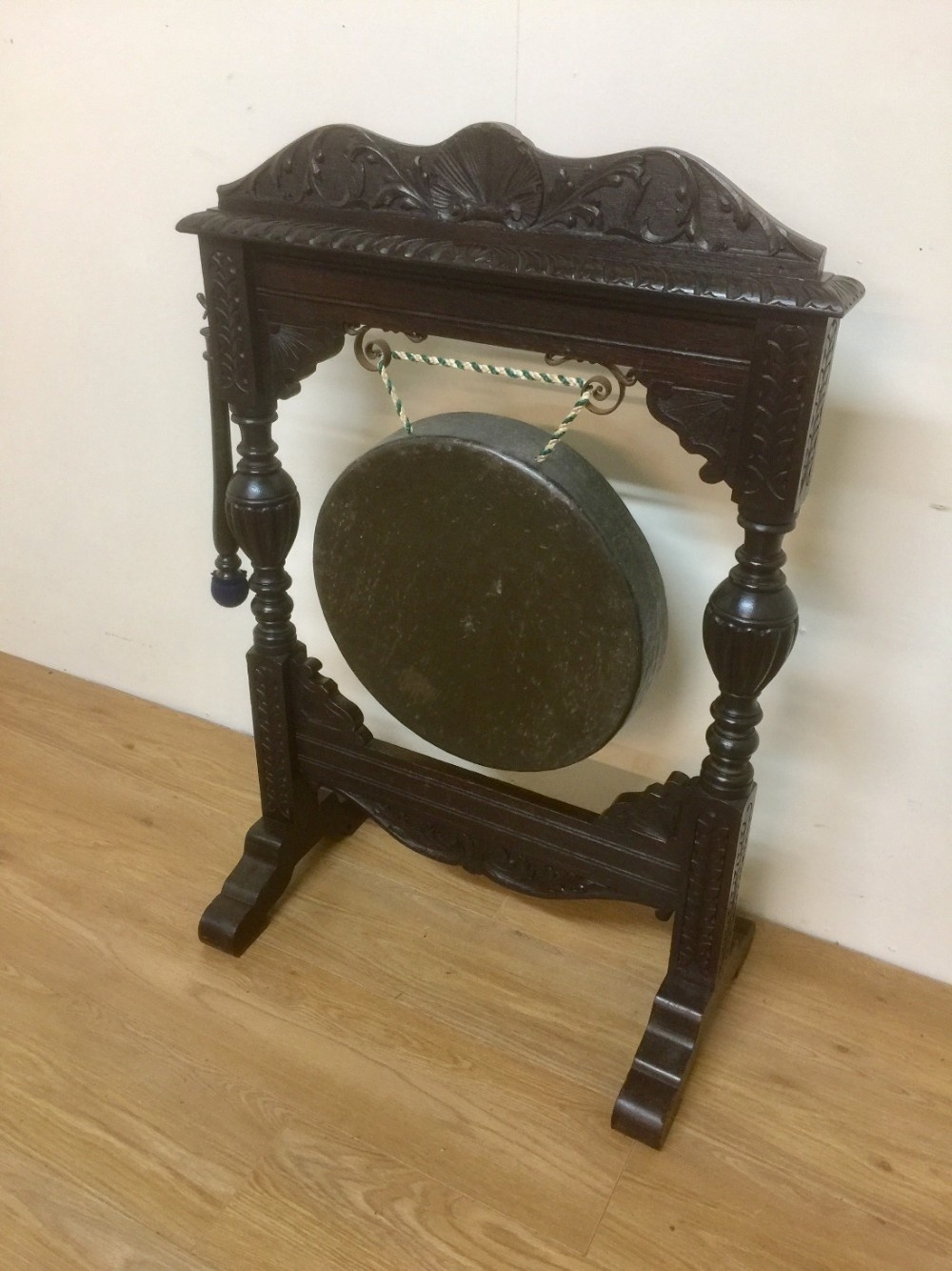 Large Victorian Carved oak country house gong 