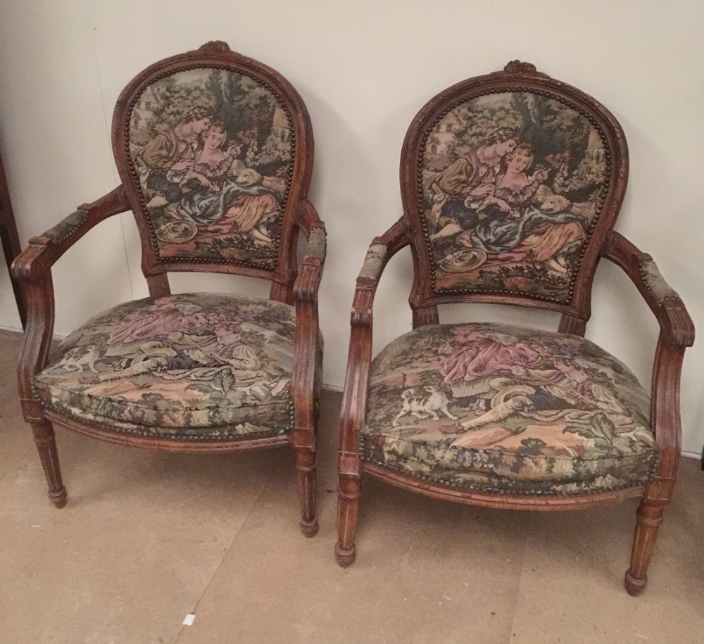 Pair Of Louis 15th style carved open armchairs 
