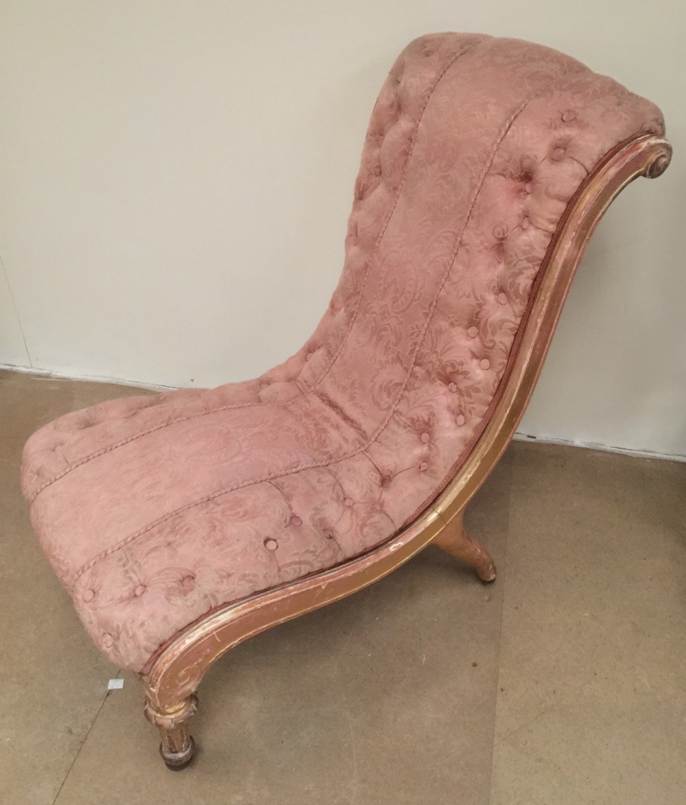 Gilded Victorian nursing chair on turned legs 