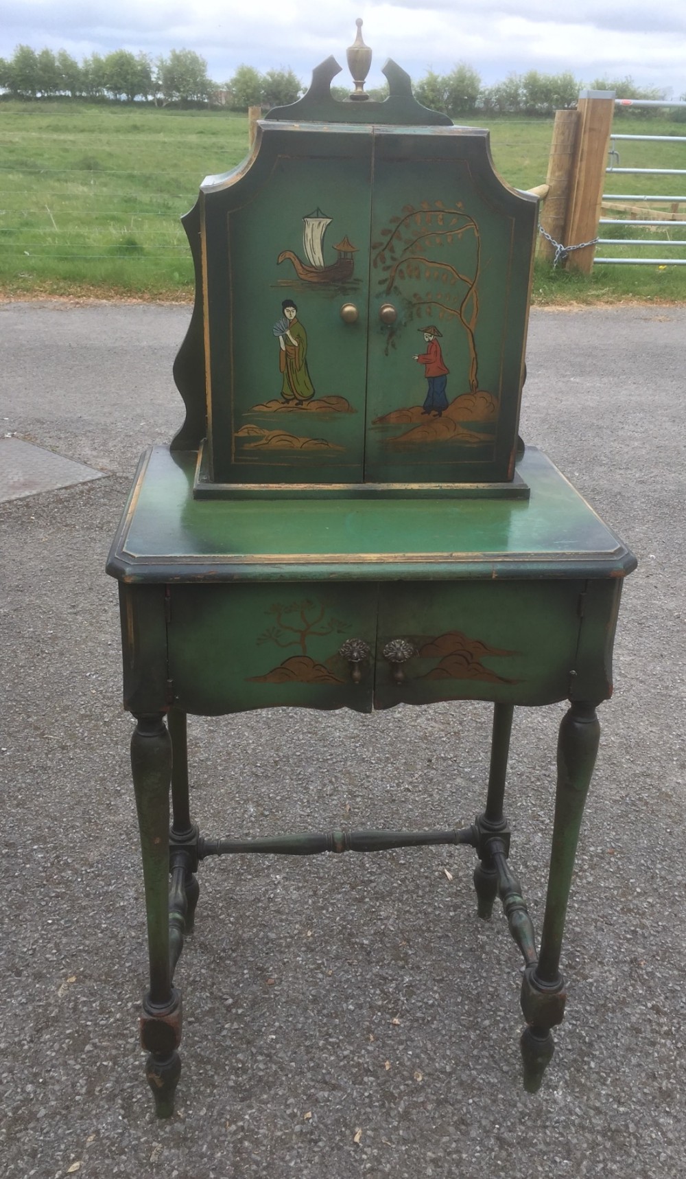 Chinoiserie lacquer cabinet on stand circa 1920
