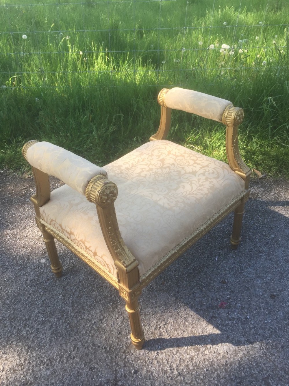 Louis XVI style giltwood stool 