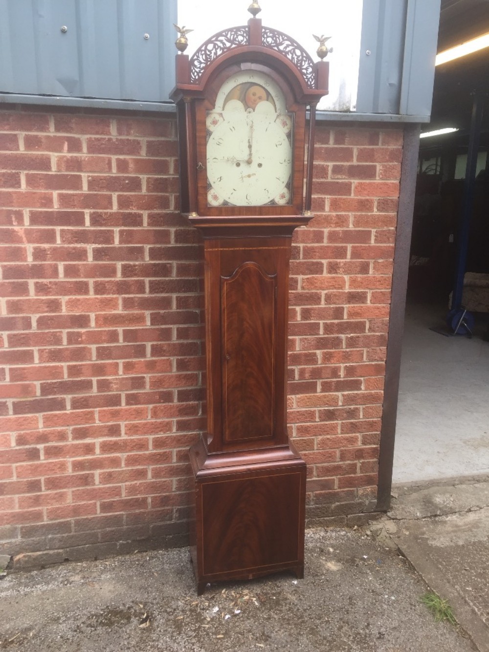 Georgian eight day longcase clock Mahogany case Moonroller