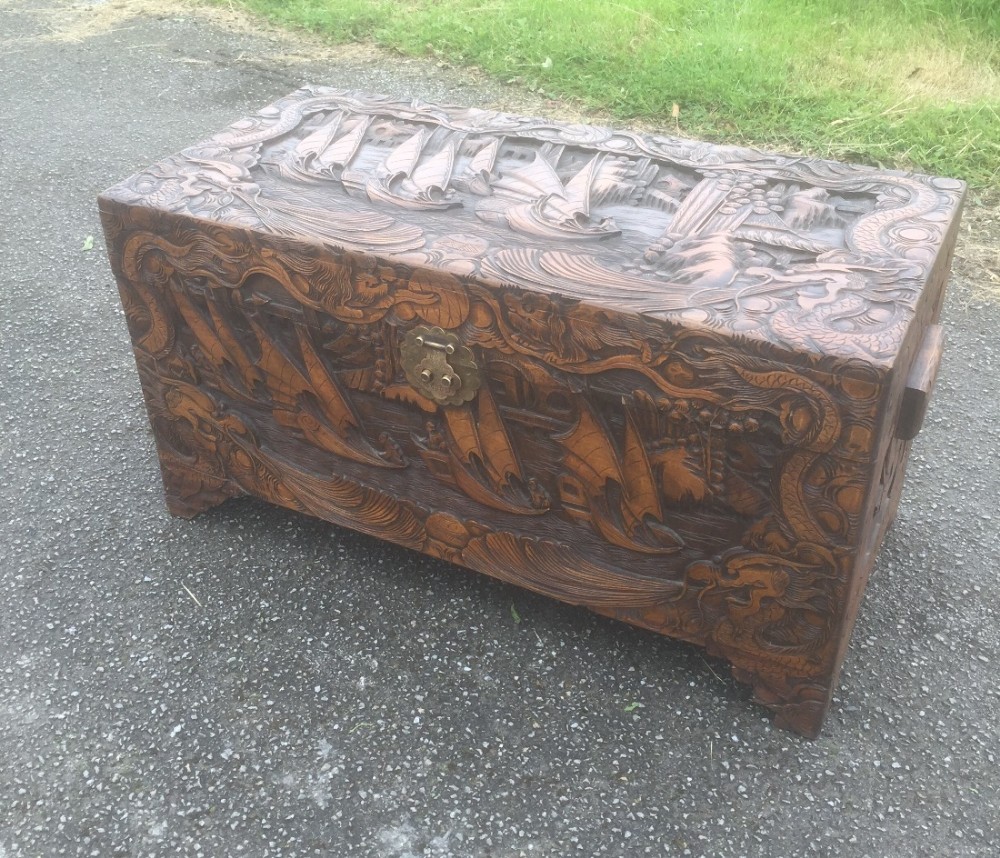 Carved camphorwood chest circa 1920