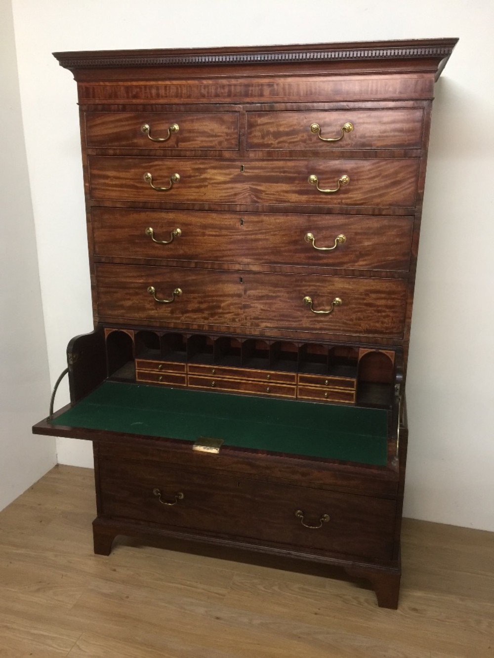 Eighteenth century Mahogany secretaire chest on chest 
