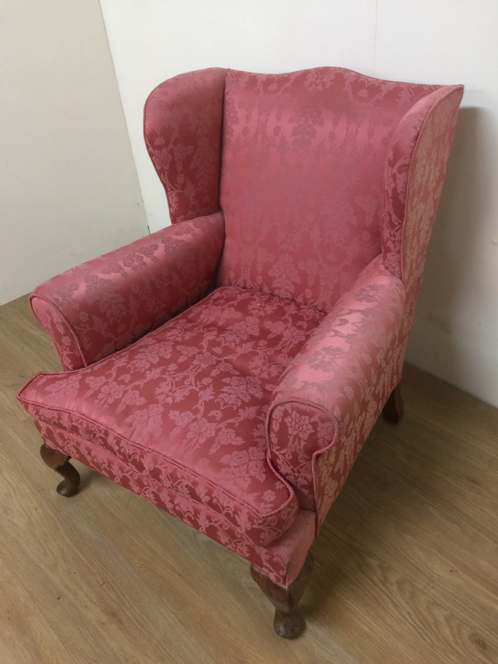 Small Edwardian winged armchair on cabriole legs  View II