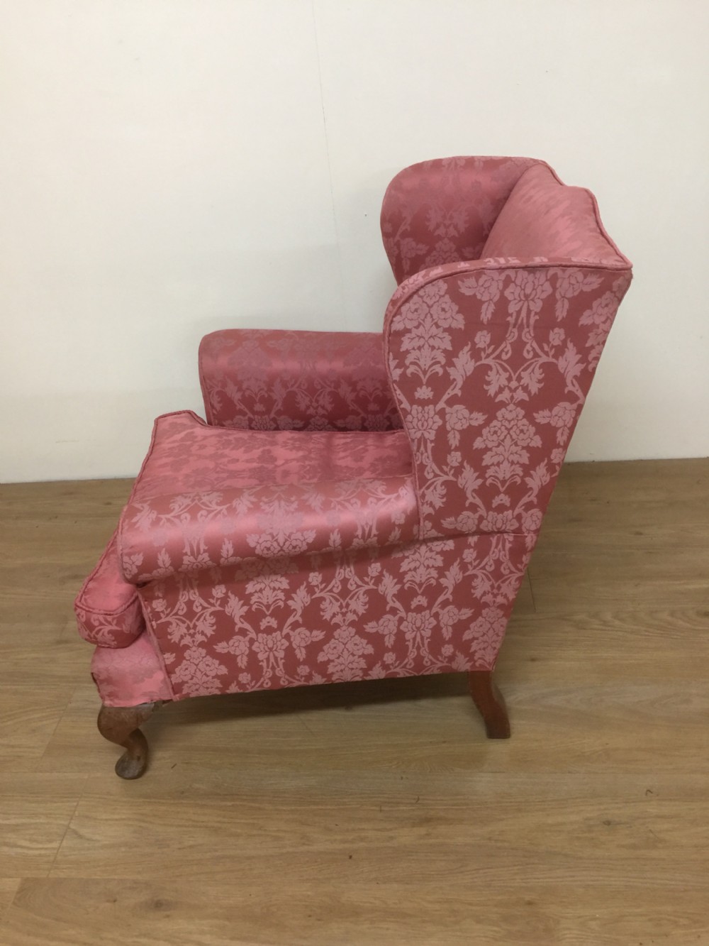 Small Edwardian winged armchair on cabriole legs  View V