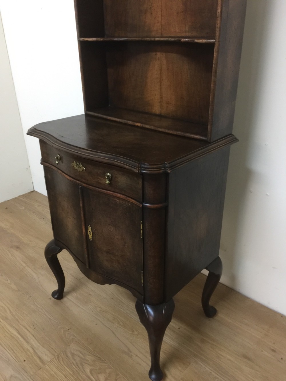 Queen Anne style walnut open display cabinet circa 1920 View III