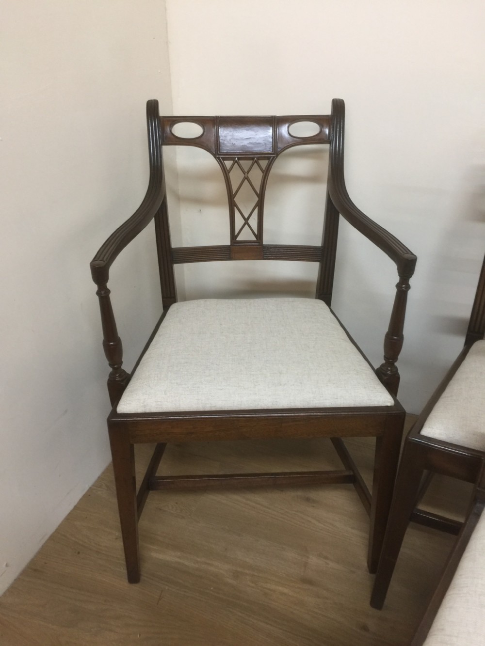 Set of six Mahogany Hepplewhite style dining chairs circa 1920 View IV