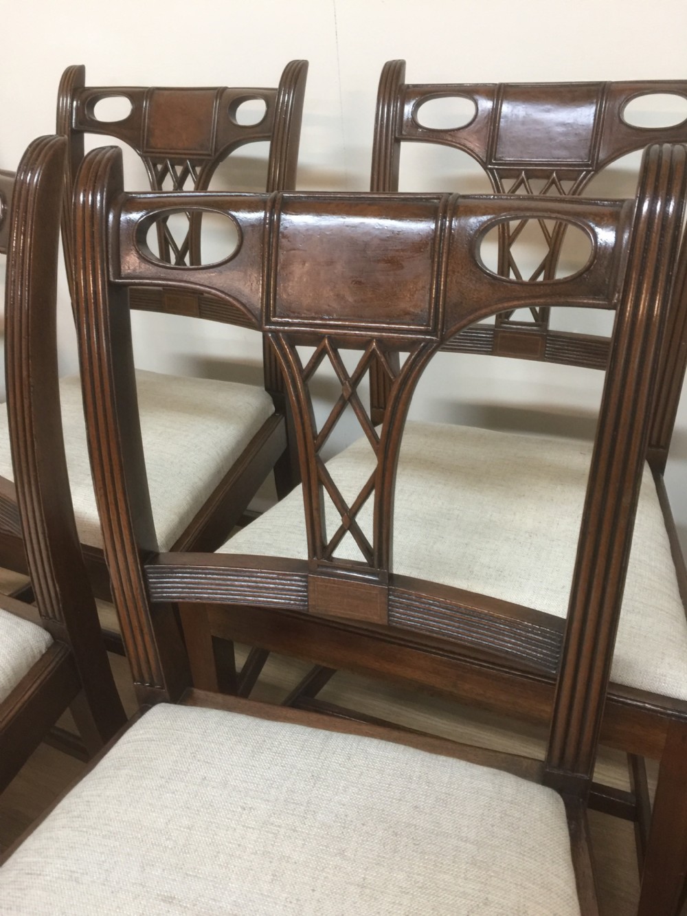 Set of six Mahogany Hepplewhite style dining chairs circa 1920 View VIII