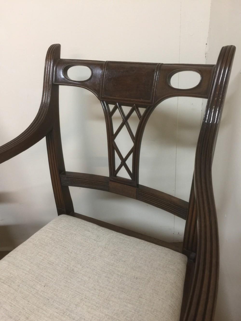 Set of six Mahogany Hepplewhite style dining chairs circa 1920 View IX