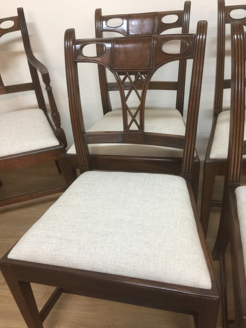 Set of six Mahogany Hepplewhite style dining chairs circa 1920 View XII