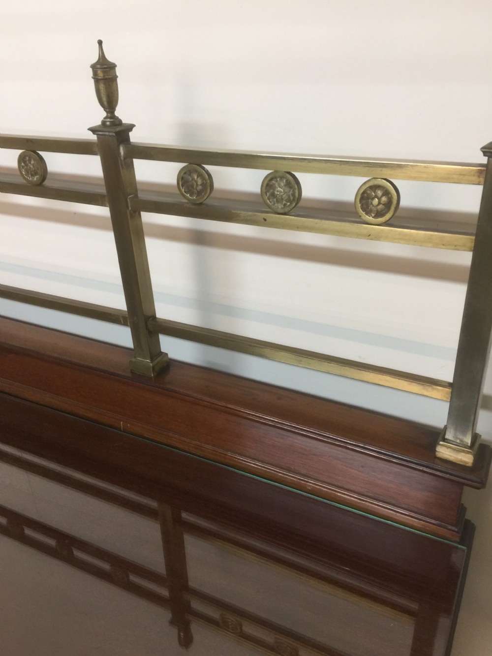Edwardian mahogany Hepplewhite style Sideboard with brass gallery  View II
