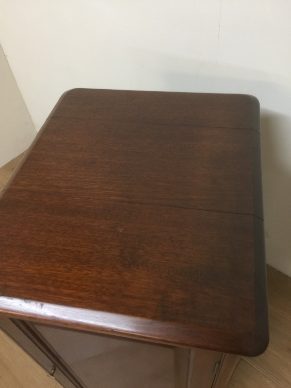 Edwardian solid mahogany record cabinet View V