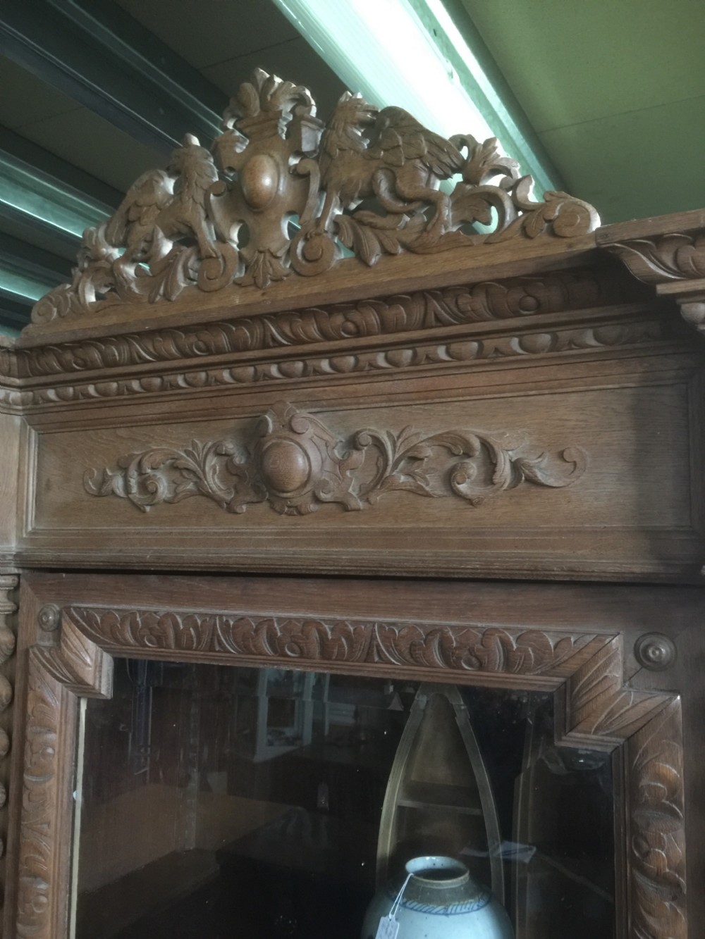Nineteenth century carved oak display cabinet  View IV