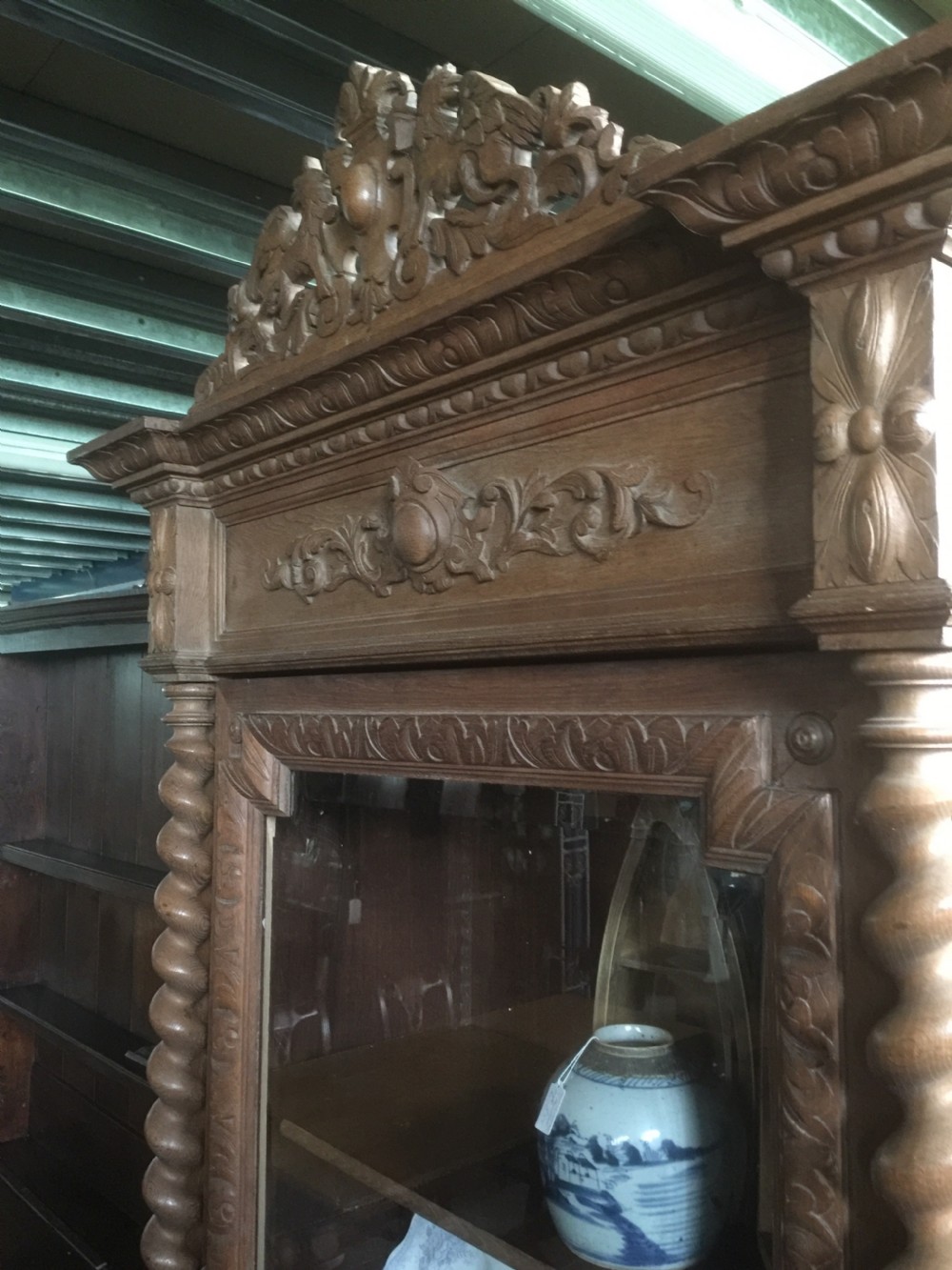 Nineteenth century carved oak display cabinet  View VI