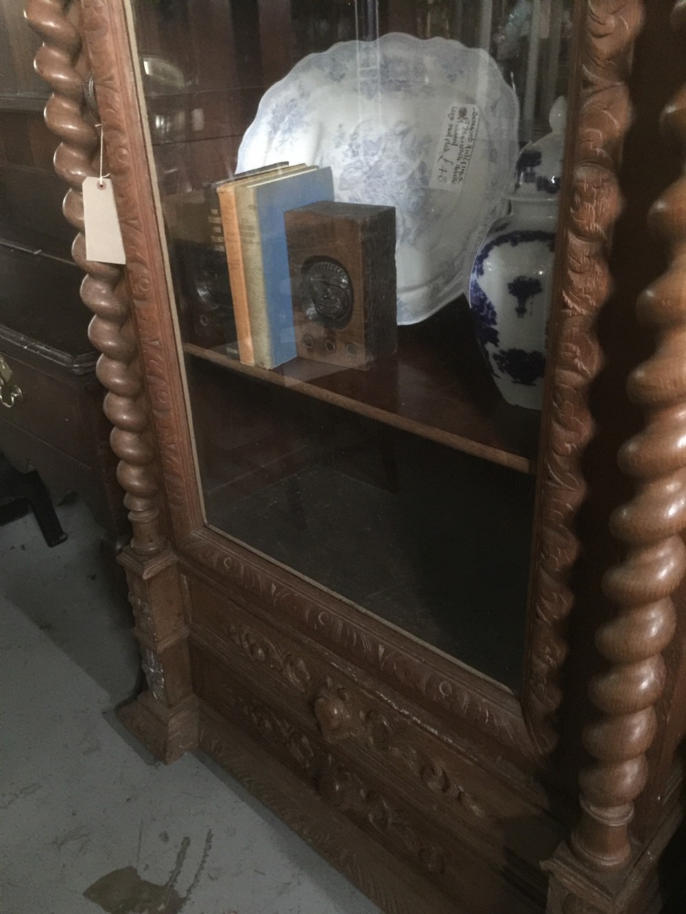 Nineteenth century carved oak display cabinet  View VII
