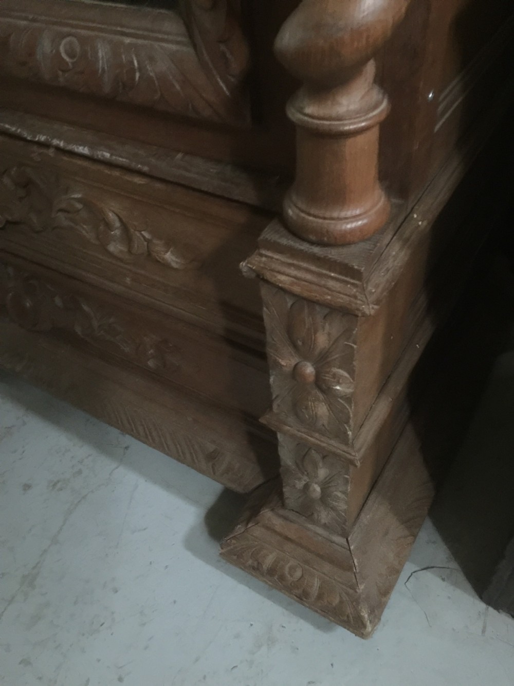 Nineteenth century carved oak display cabinet  View X