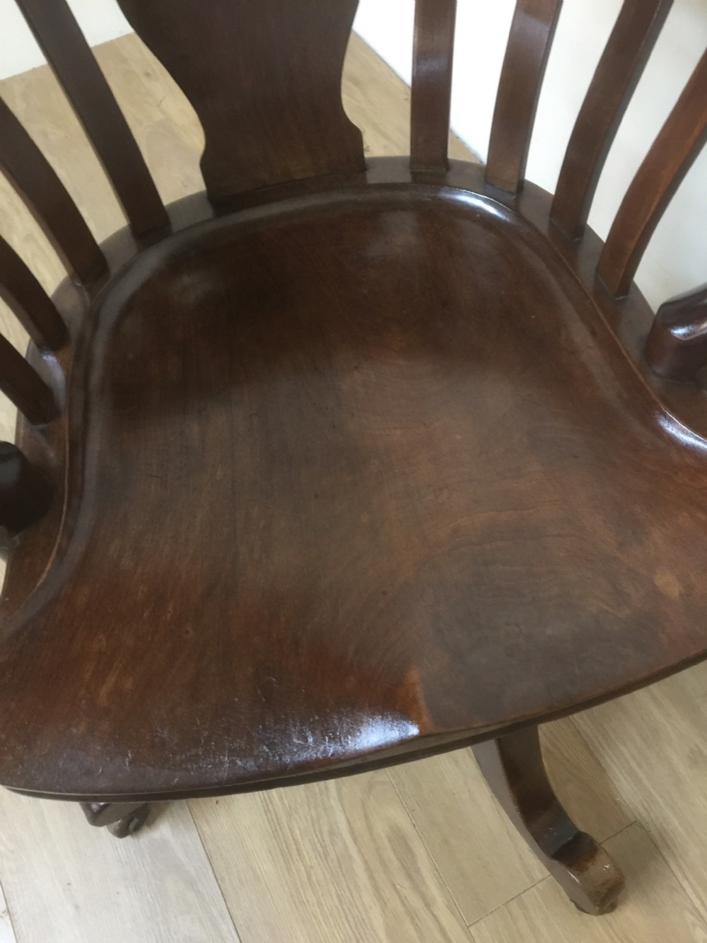 Victorian Mahogany rotating office chair  View XI