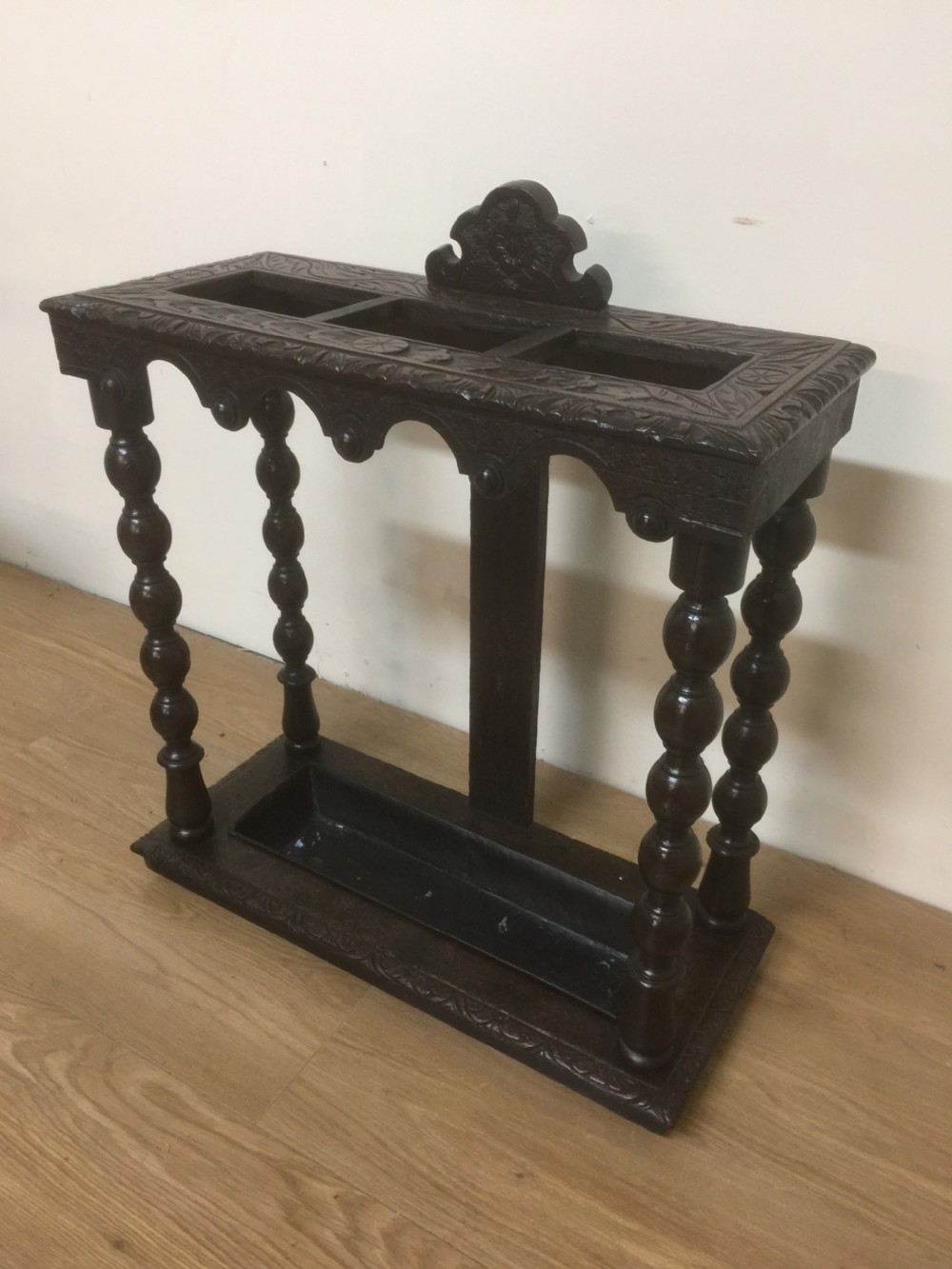 Victorian carved oak stickstand  View II
