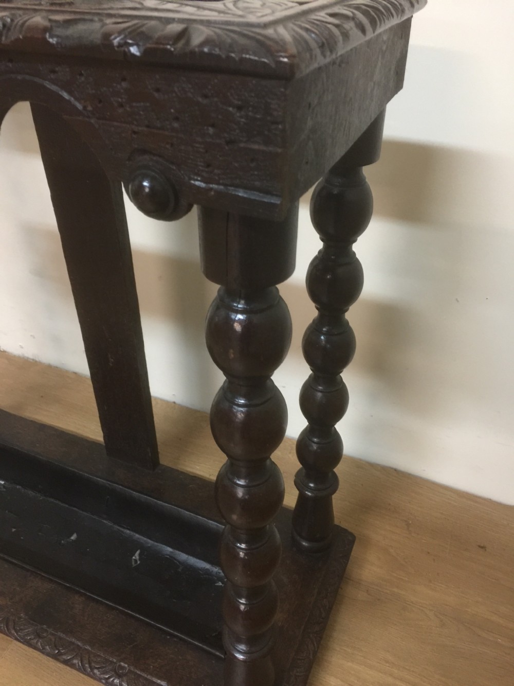 Victorian carved oak stickstand  View III