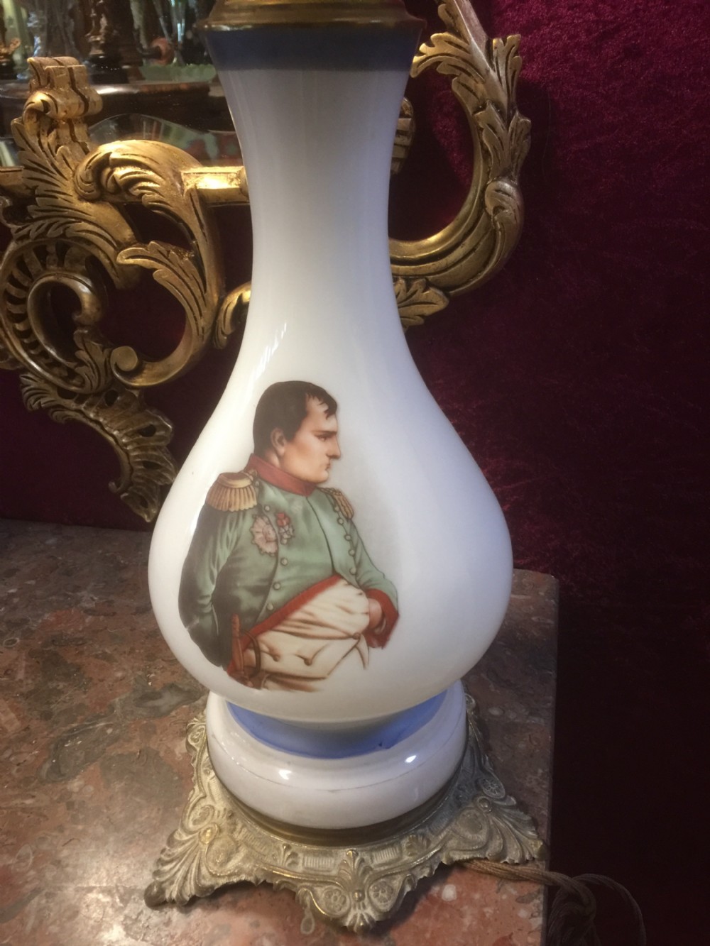 Pair Of Victorian milk glass oil lamps professionally converted to electricity  View III
