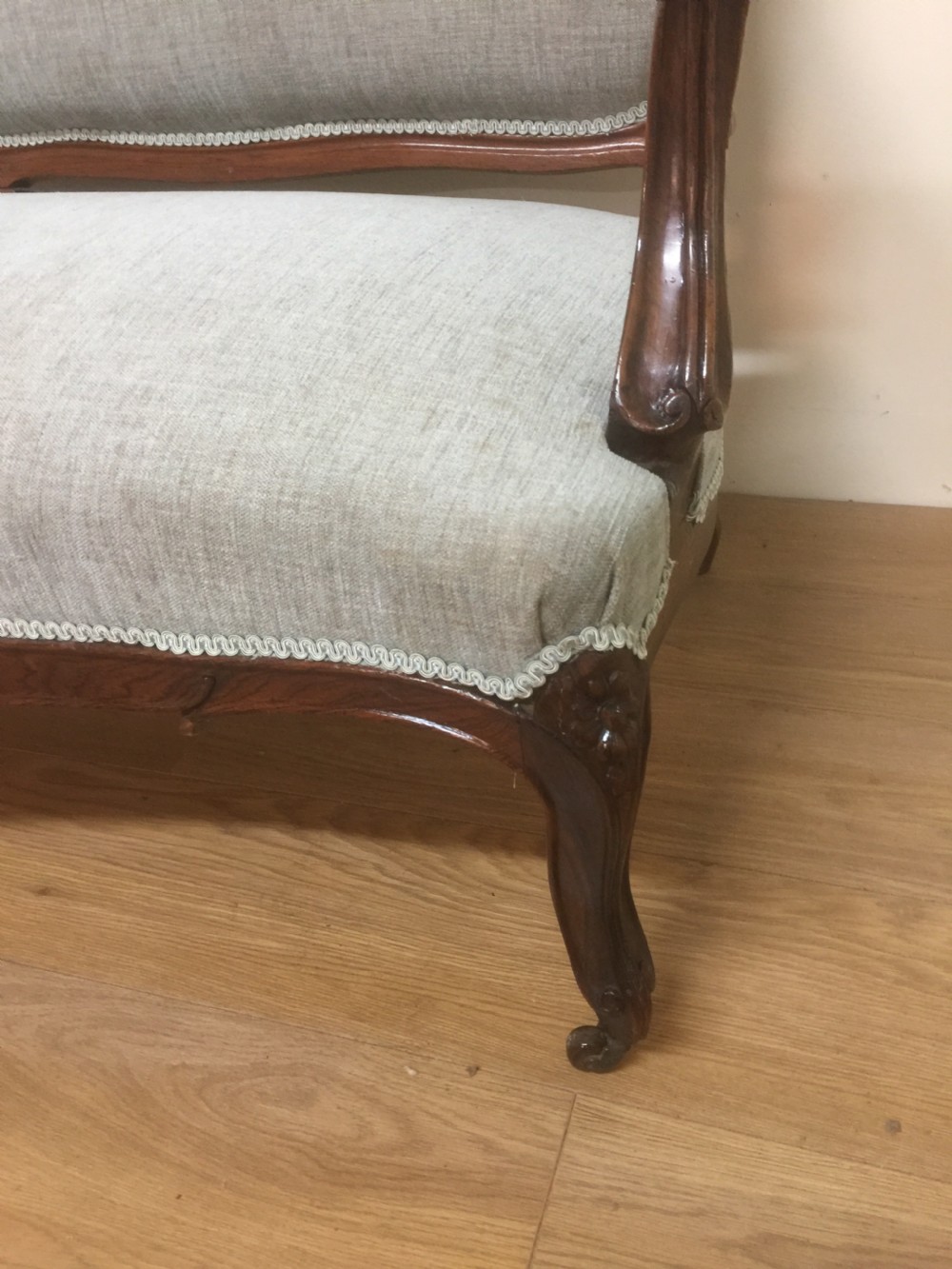 Nineteenth century carved rosewood Sofa on cabriole legs  View V