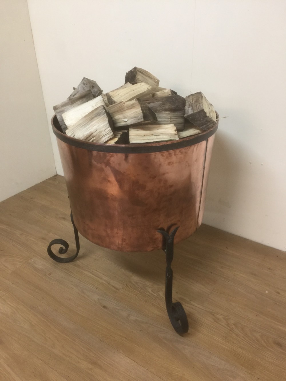 Large nineteenth century country house copper log bin View II