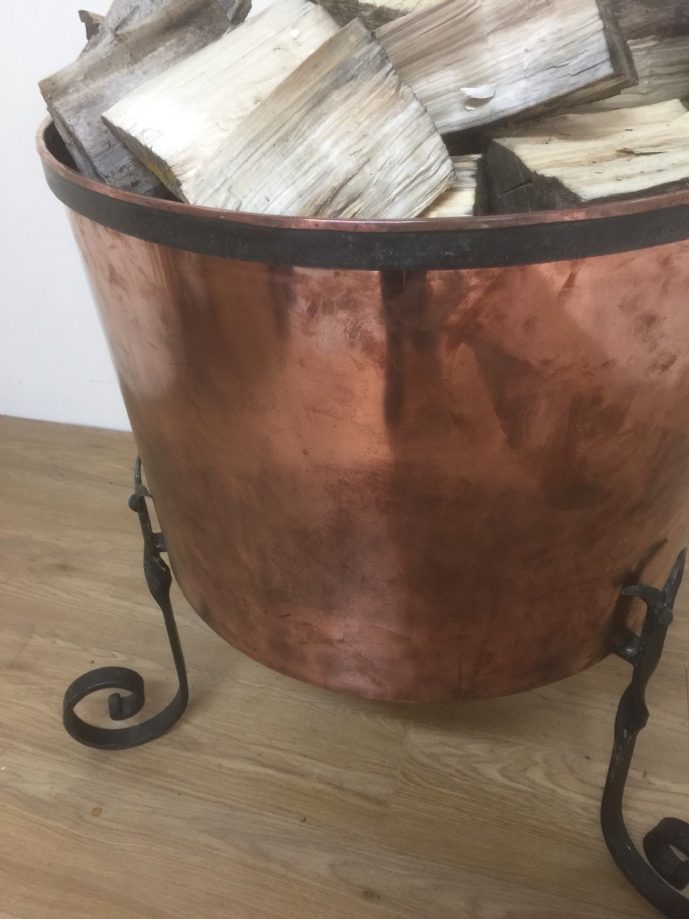 Large nineteenth century country house copper log bin View III