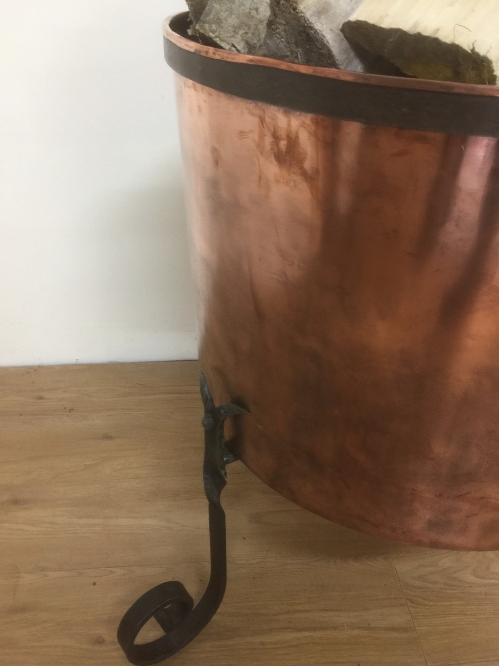 Large nineteenth century country house copper log bin View IV