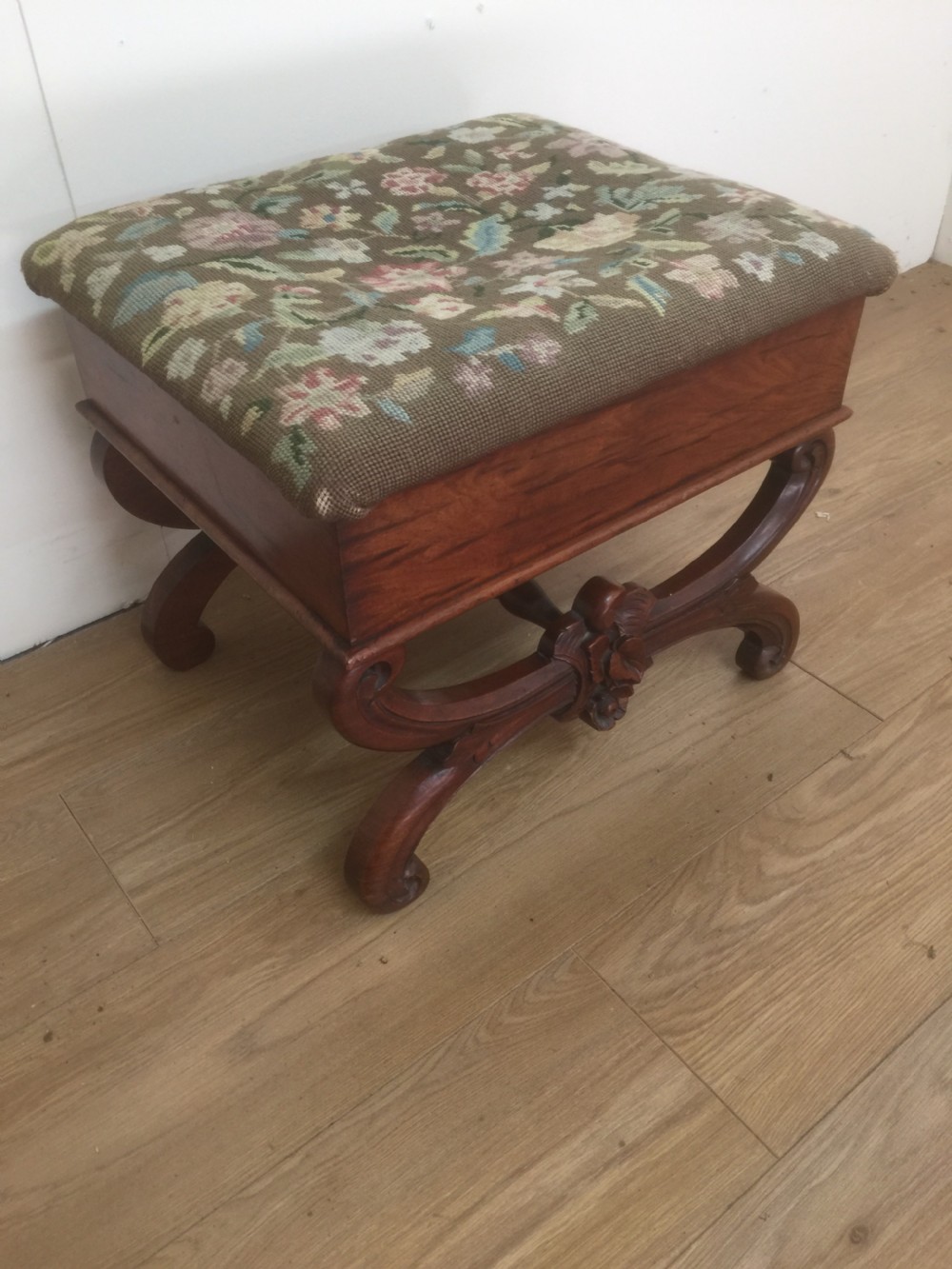 Nineteenth century Mahogany  x framed stool 