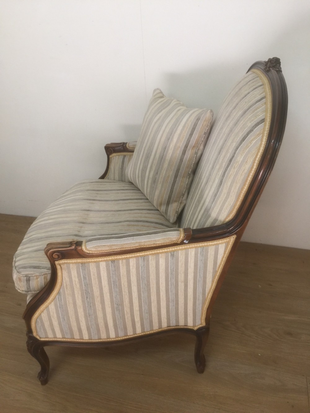 Large French style armchair with well shaped and carved frame  View II