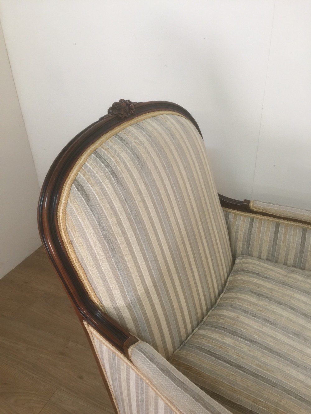 Large French style armchair with well shaped and carved frame  View VII