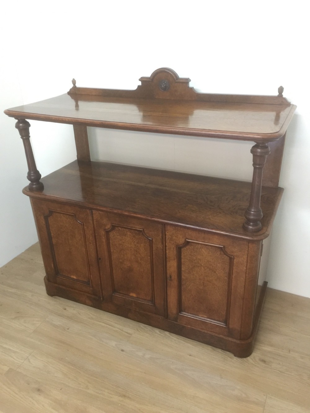 Victorian golden pollard oak two tier buffet