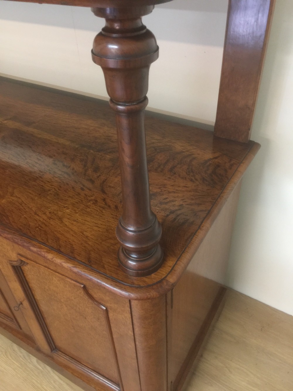 Victorian golden pollard oak two tier buffet View V