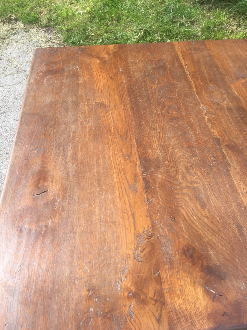 Victorian table -cast iron base and golden oak top View V