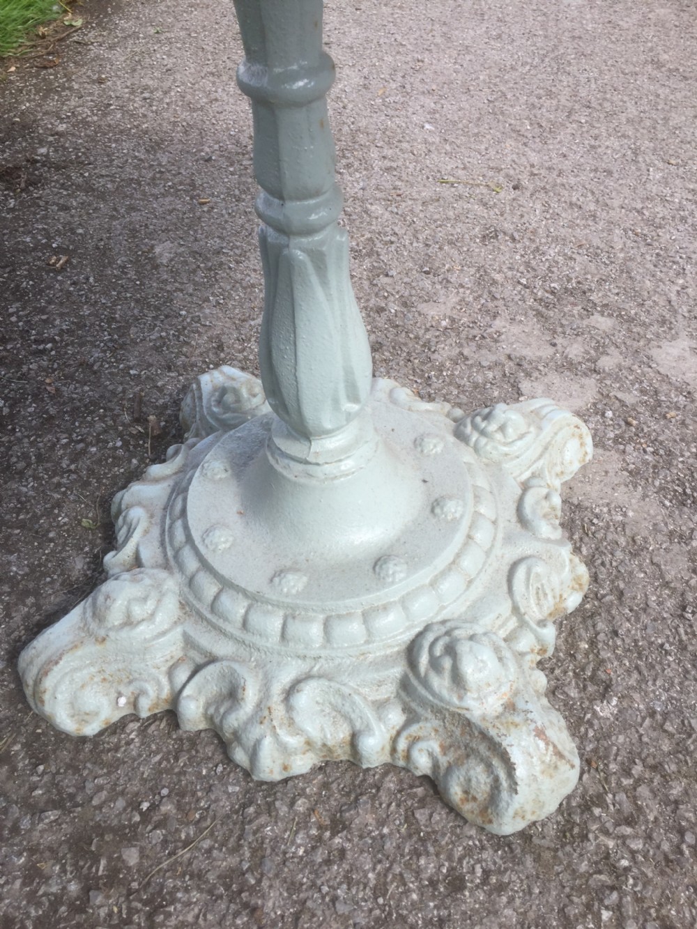 Victorian table -cast iron base and golden oak top View VI