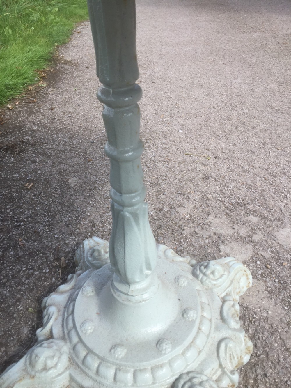 Victorian table -cast iron base and golden oak top View VII