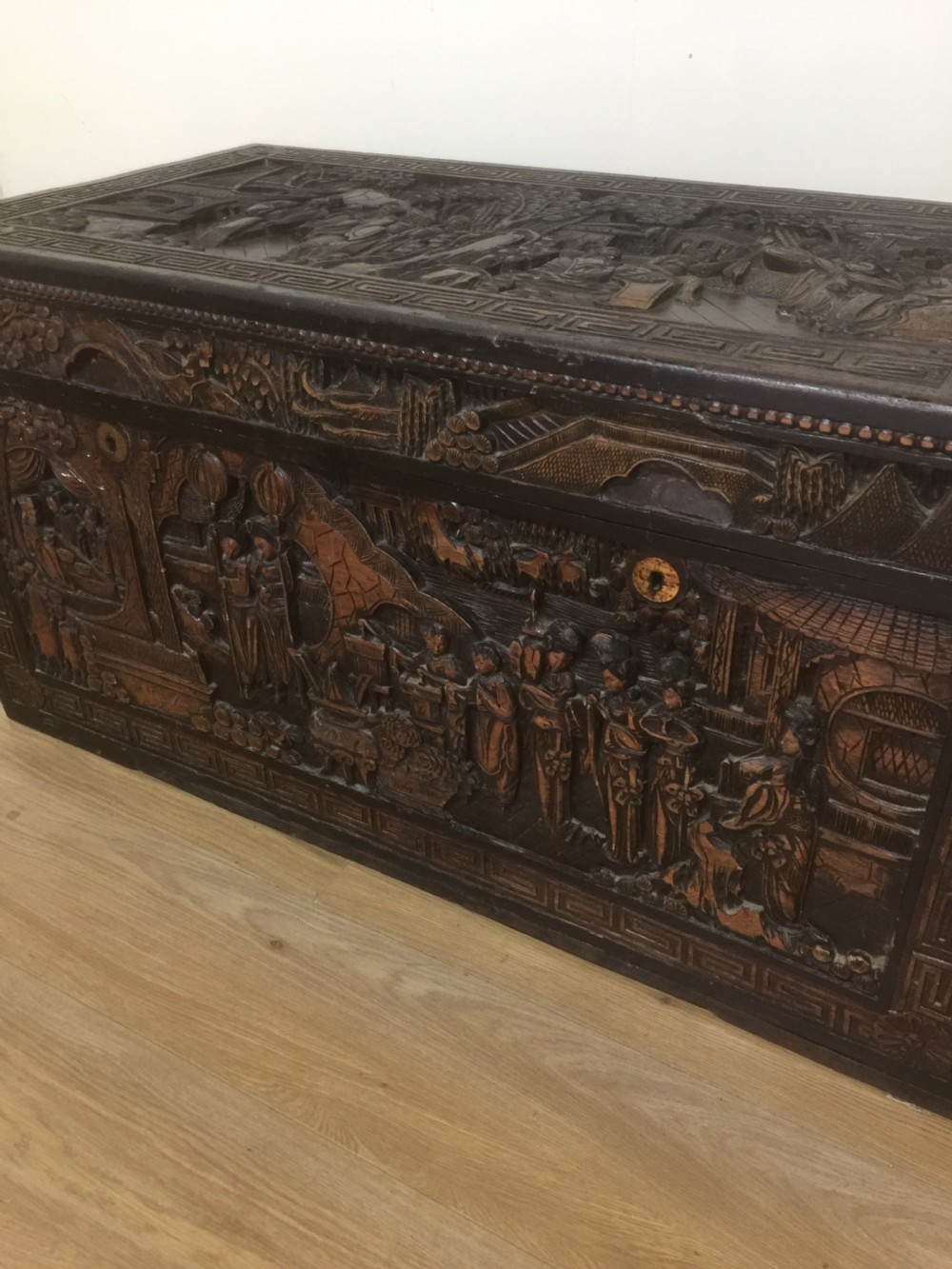 Well carved camphorwood box circa 1920 View II