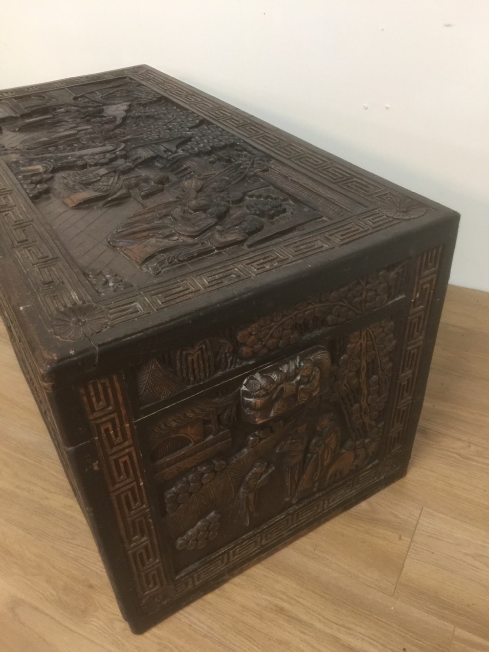 Well carved camphorwood box circa 1920 View III