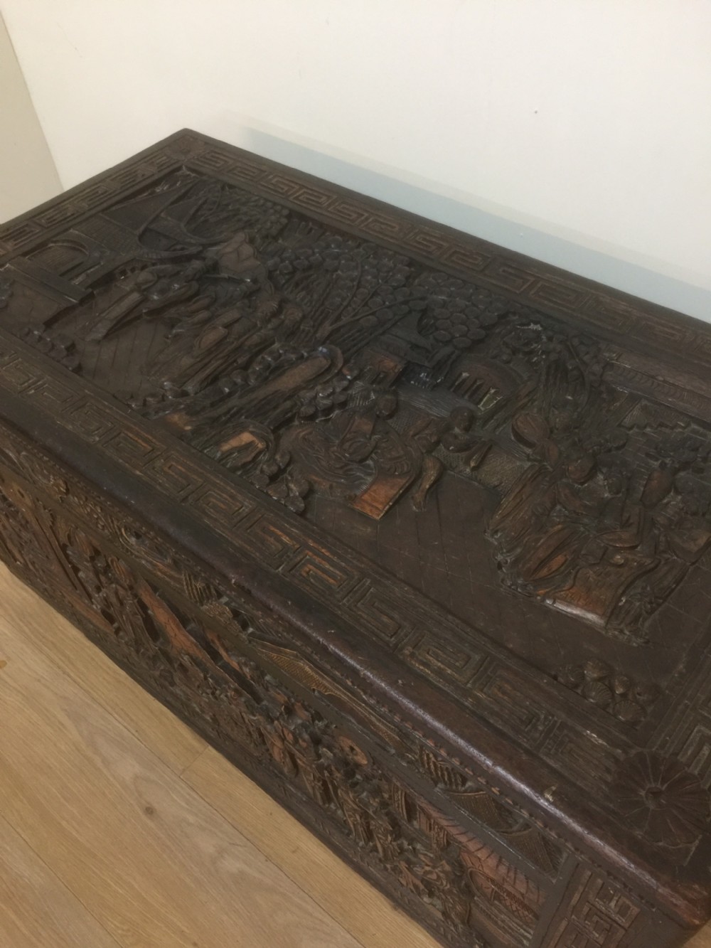 Well carved camphorwood box circa 1920 View IV