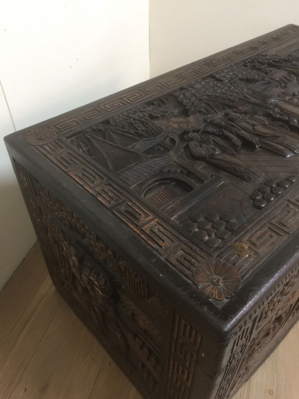 Well carved camphorwood box circa 1920 View VI