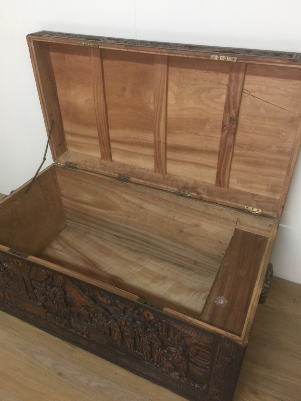 Well carved camphorwood box circa 1920 View VII