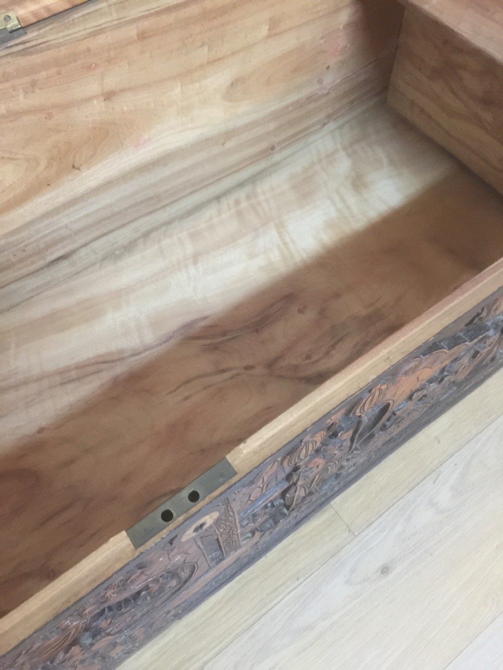Well carved camphorwood box circa 1920 View VIII