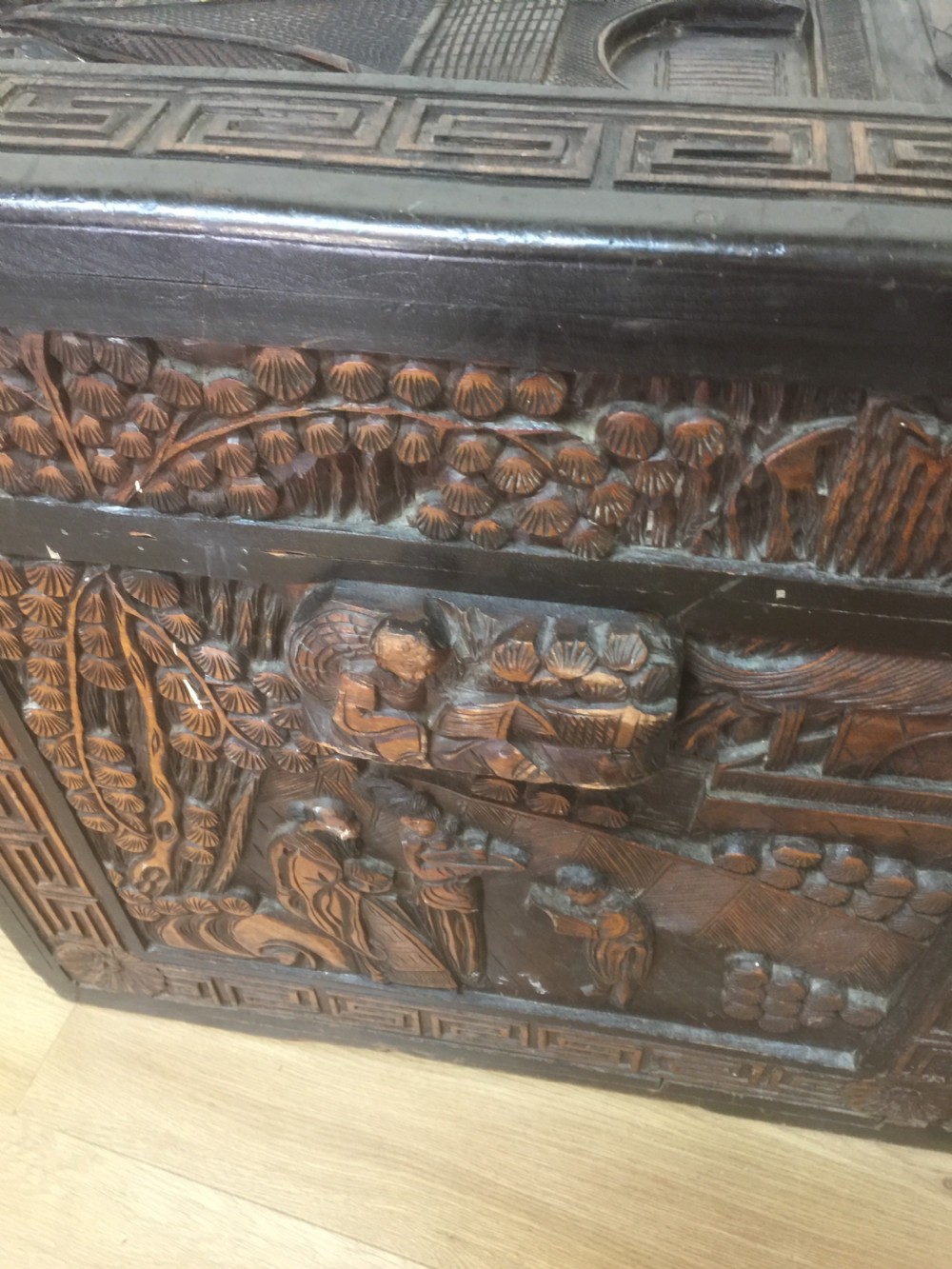 Well carved camphorwood box circa 1920 View XI